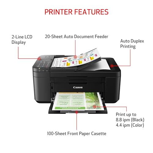 Canon PIXMA TR4720 All-in-One Wireless Printer for Home use, with Auto Document Feeder, Mobile Printing and Built-in Fax, Black