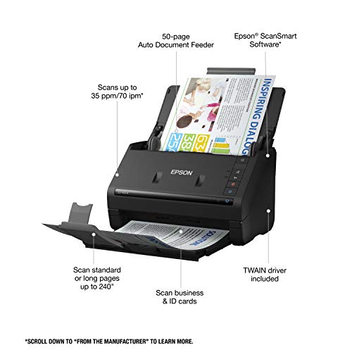 Epson Workforce ES-400 II Color Duplex Desktop Document Scanner for PC and Mac, with Auto Document Feeder (ADF) and Image Adjustment Tools, ES-400 II