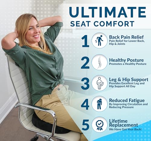ComfiLife Gel Enhanced Seat Cushion – Office Chair Cushion – Non-Slip Gel & Memory Foam Coccyx Cushion for Tailbone Pain - Desk Chair Car Seat Cushion Driving - Sciatica & Back Pain Relief (Black)