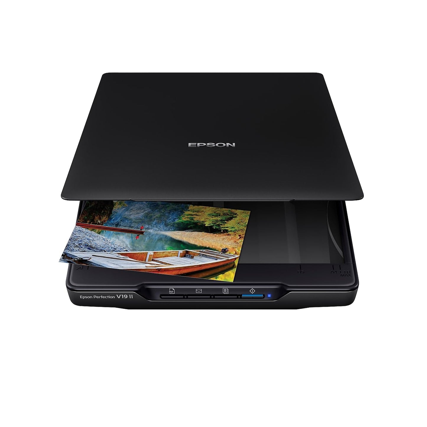 Epson Perfection V19 II Color Photo and Document Flatbed Scanner with 4800 dpi Optical Resolution, USB Power and High-Rise, Removable Lid