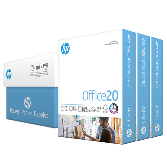 HP Printer Paper | 8.5 x 11 Paper | Office 20 lb | 3 Ream Case - 1500 Sheets | 92 Bright | Made in USA - FSC Certified | 112090C, White